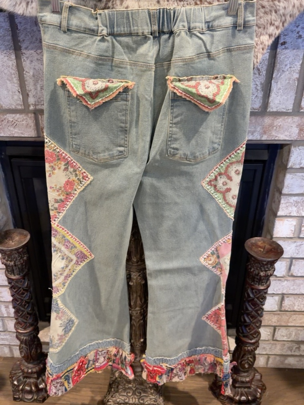 A Rare Bird3-Piece Denim Floral Patchwork Set – Boho Western - Picture 4 of 12